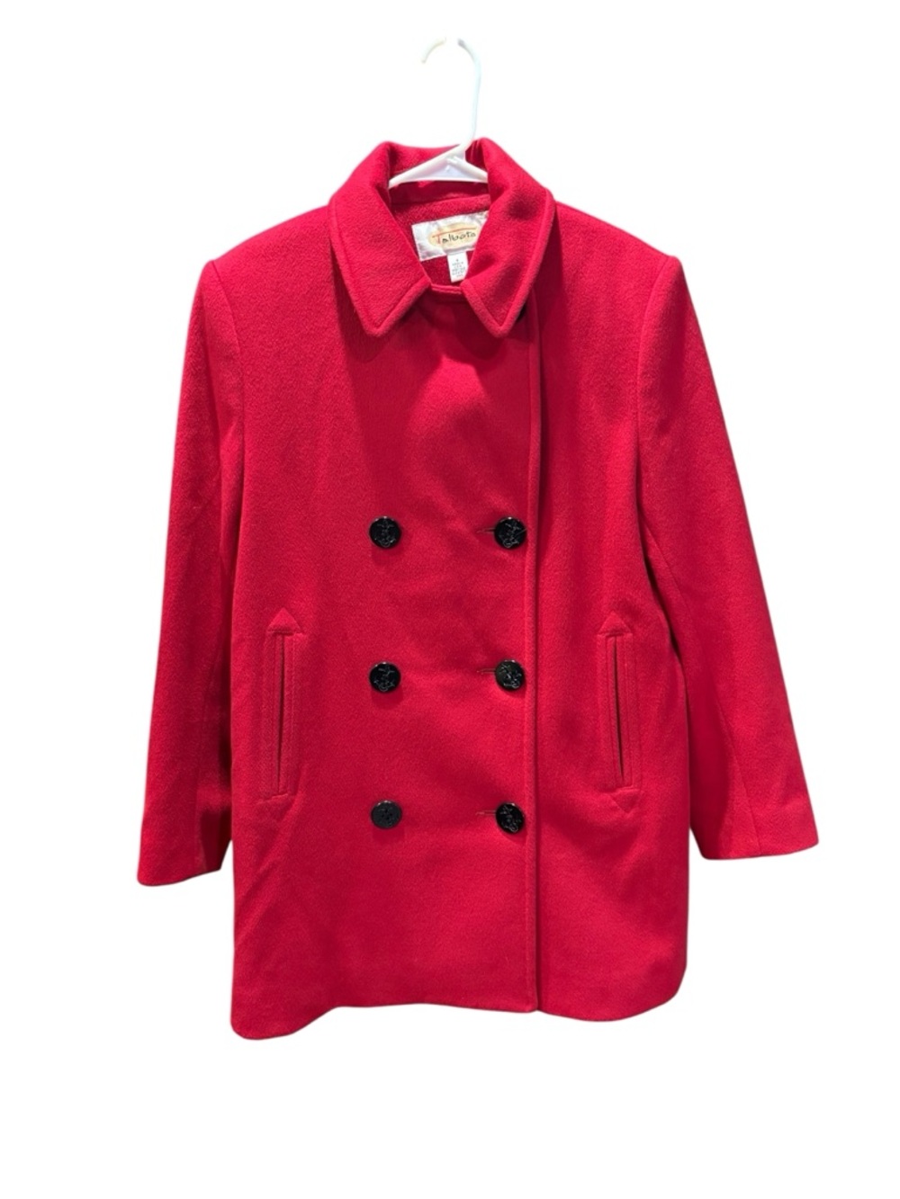 Talbots Red Double-Breasted Wool Peacoat